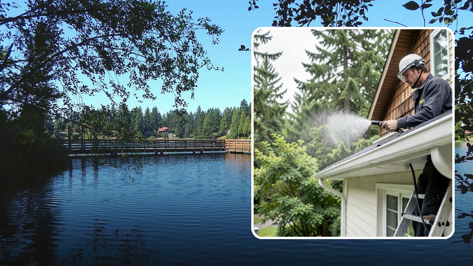 Downspout Cleaning in Federal Way, King County, WA - Cleaning of downspout exteriors and interiors so the channels that carry our heavy rain stay clear and presentable.