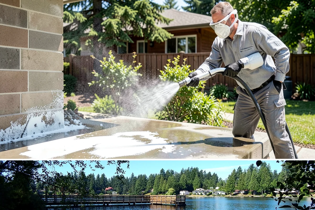 Downspout Cleaning in Federal Way, King County, WA - Clean downspouts in fall after leaf drop so they carry winter's heavy rain without backing up.