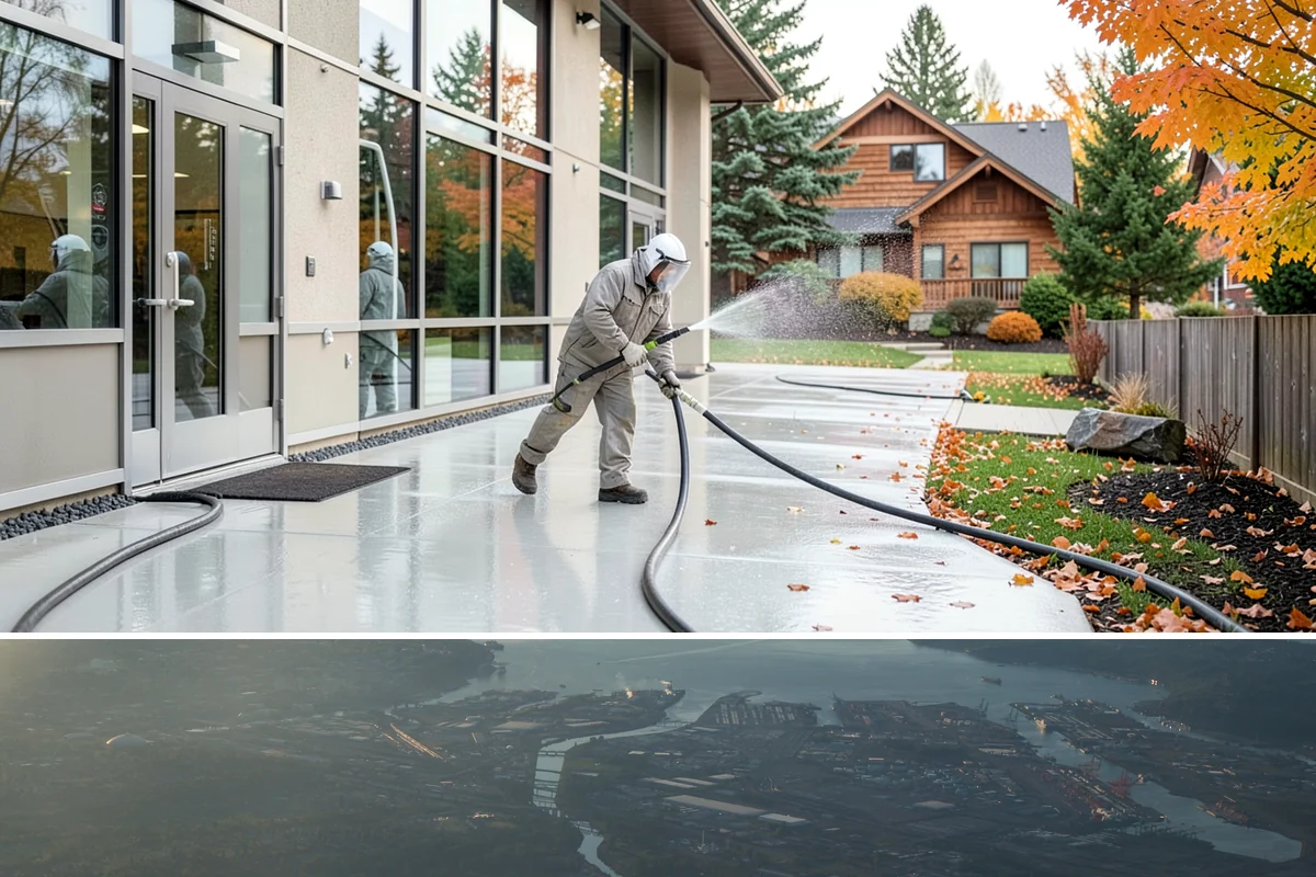 Downspout Cleaning in Fife, Pierce County, WA - Clean downspouts in fall after leaf drop so they carry winter's heavy rain without backing up.