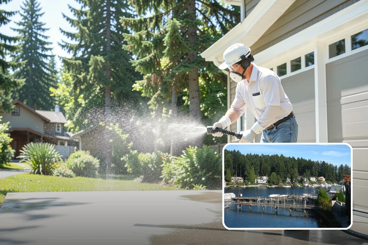 Downspout Cleaning in Gig Harbor, Pierce County, WA - Clears interior clogs of packed needles and grit