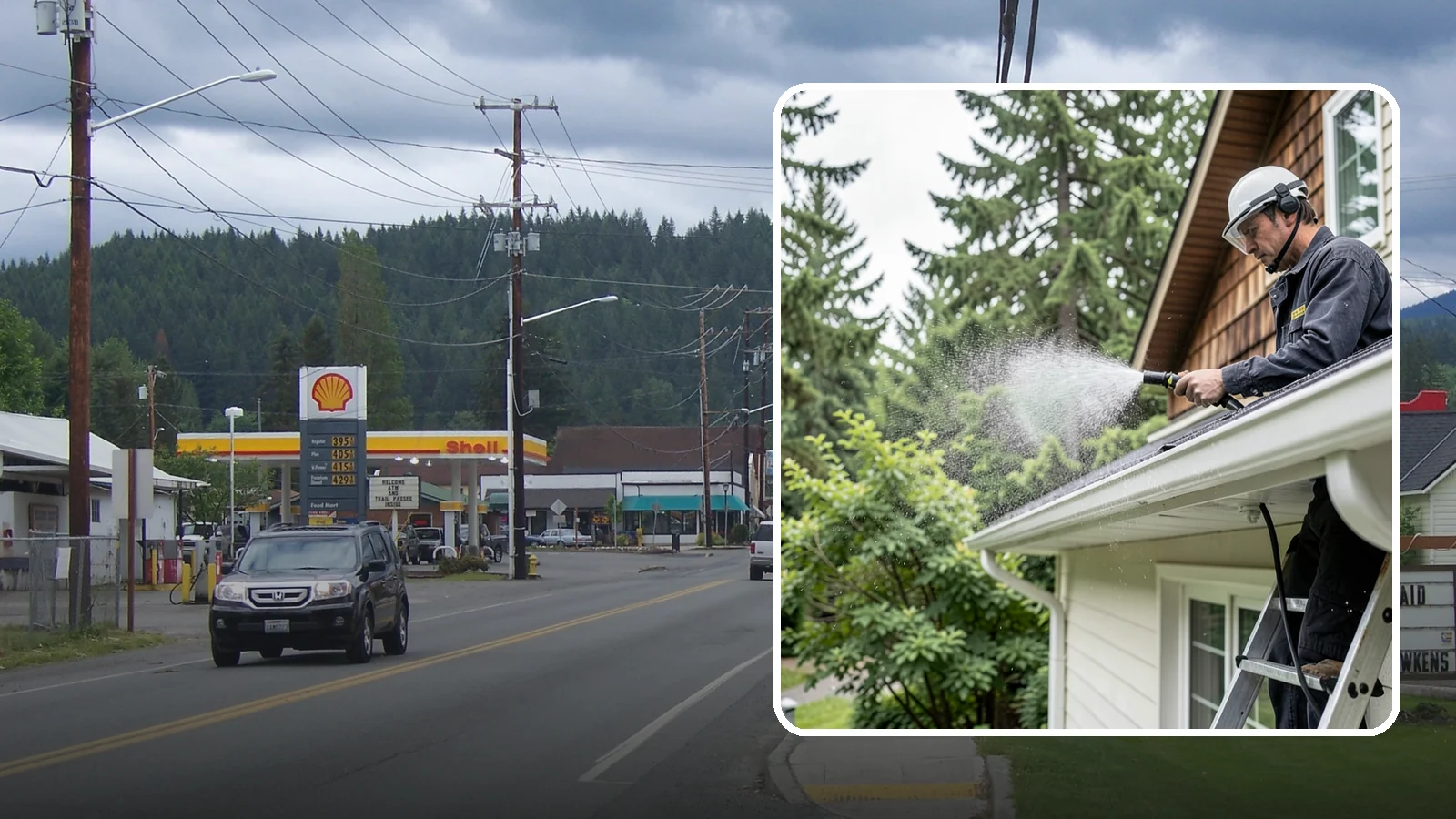 Downspout Cleaning in Granite Falls, Snohomish County, WA - Cleaning of downspout exteriors and interiors so the channels that carry our heavy rain stay clear and presentable.