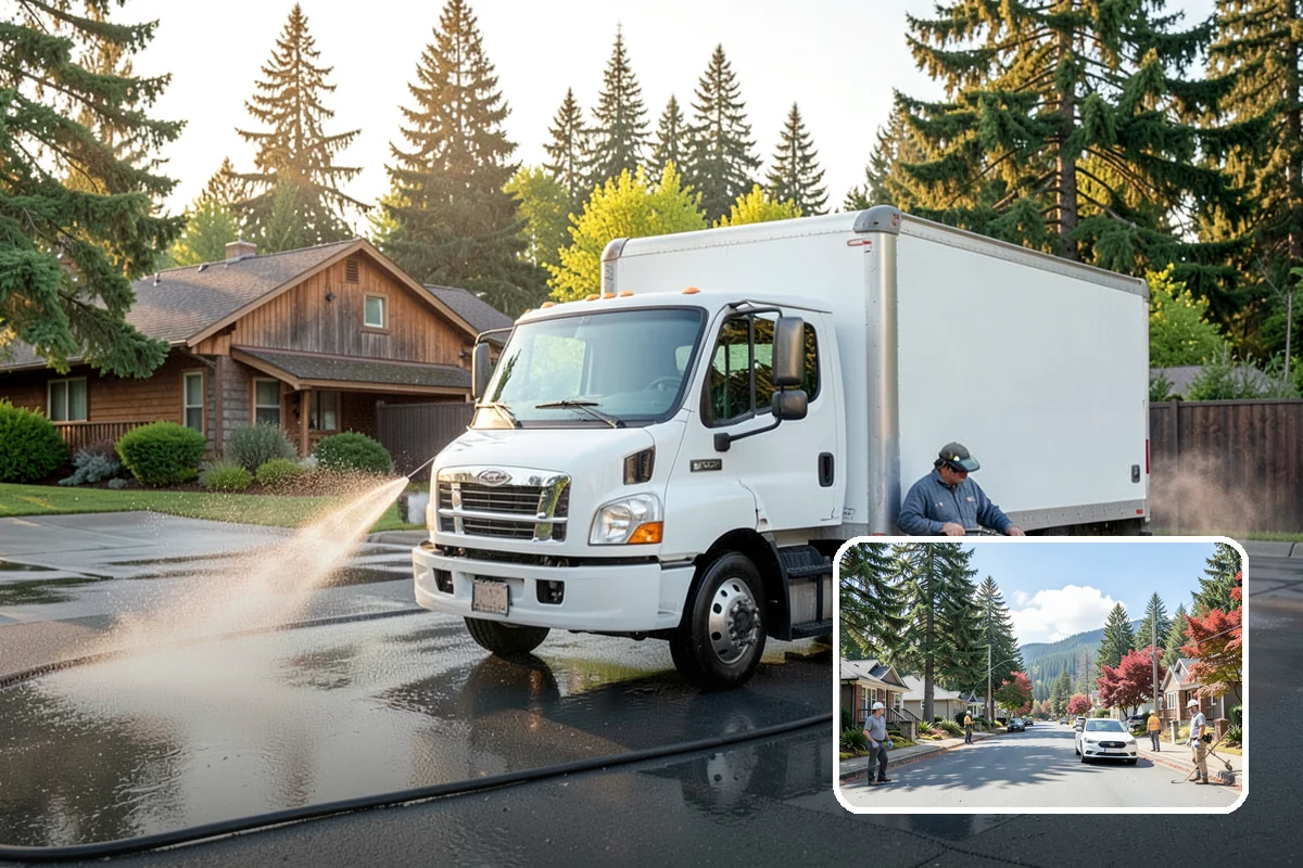 Downspout Cleaning in Hunts Point, King County, WA - Clears interior clogs of packed needles and grit