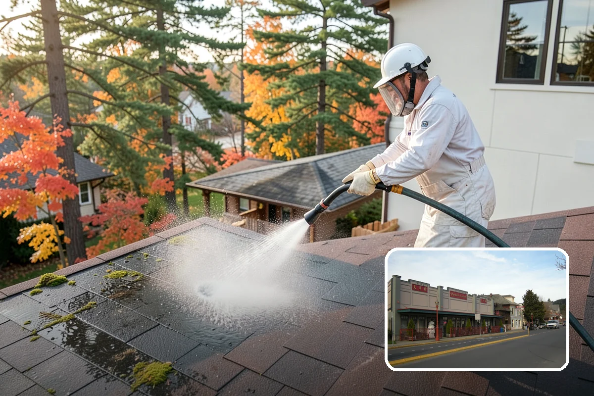 Downspout Cleaning in Issaquah, King County, WA - Clears interior clogs of packed needles and grit