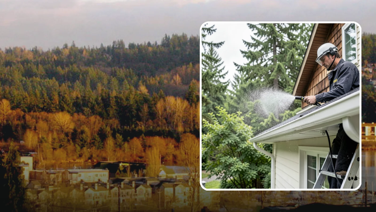 Downspout Cleaning in Kenmore, King County, WA - Cleaning of downspout exteriors and interiors so the channels that carry our heavy rain stay clear and presentable.