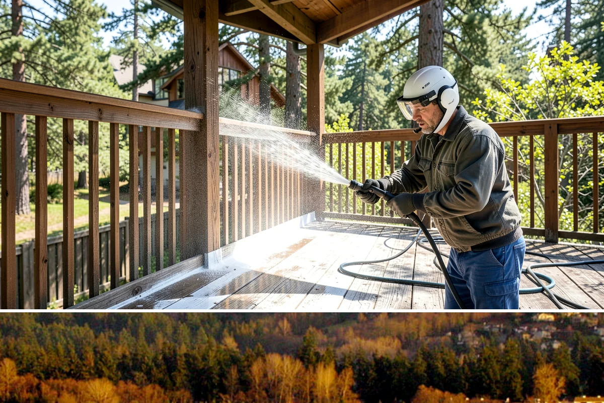 Downspout Cleaning in Kenmore, King County, WA - Clean downspouts in fall after leaf drop so they carry winter's heavy rain without backing up.
