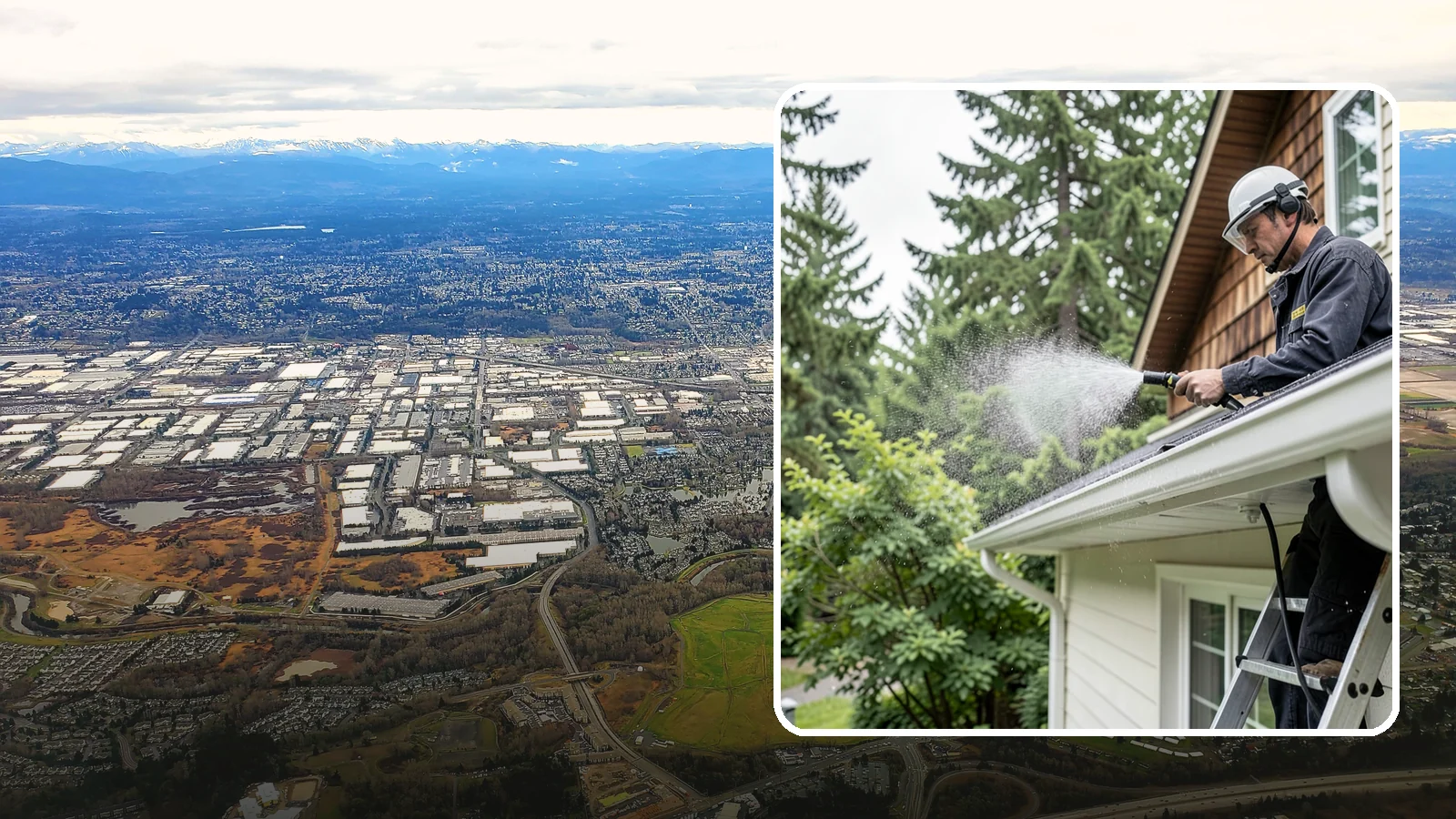 Downspout Cleaning in Kent, King County, WA - Cleaning of downspout exteriors and interiors so the channels that carry our heavy rain stay clear and presentable.