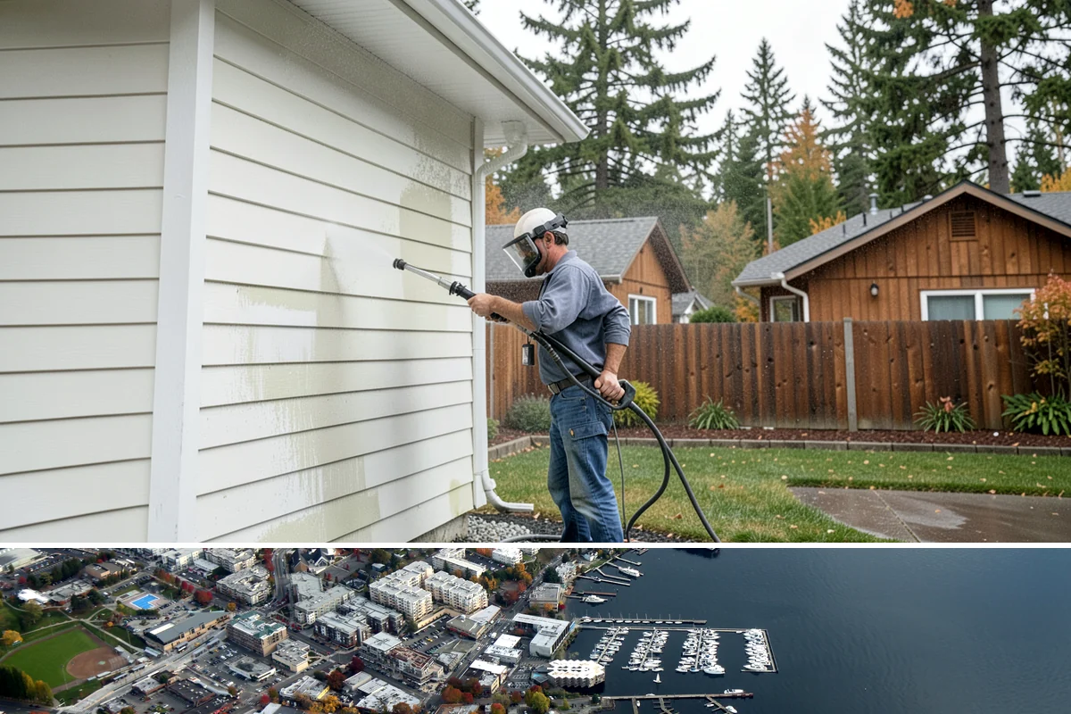 Downspout Cleaning in Kirkland, King County, WA - Clean downspouts in fall after leaf drop so they carry winter's heavy rain without backing up.