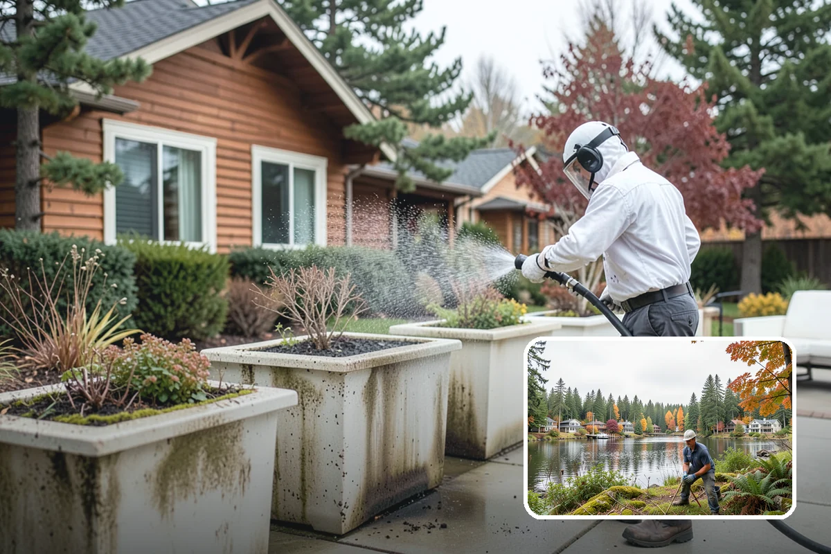 Downspout Cleaning in La Conner, Skagit County, WA - Clears interior clogs of packed needles and grit