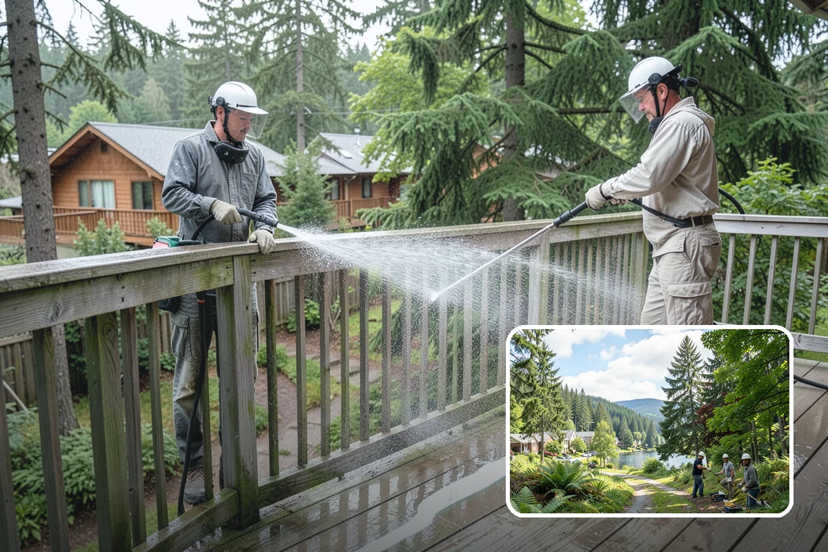 Downspout Cleaning in Lake Forest Park, King County, WA - Clears interior clogs of packed needles and grit