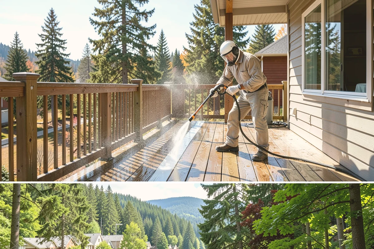 Downspout Cleaning in Lake Forest Park, King County, WA - Clean downspouts in fall after leaf drop so they carry winter's heavy rain without backing up.