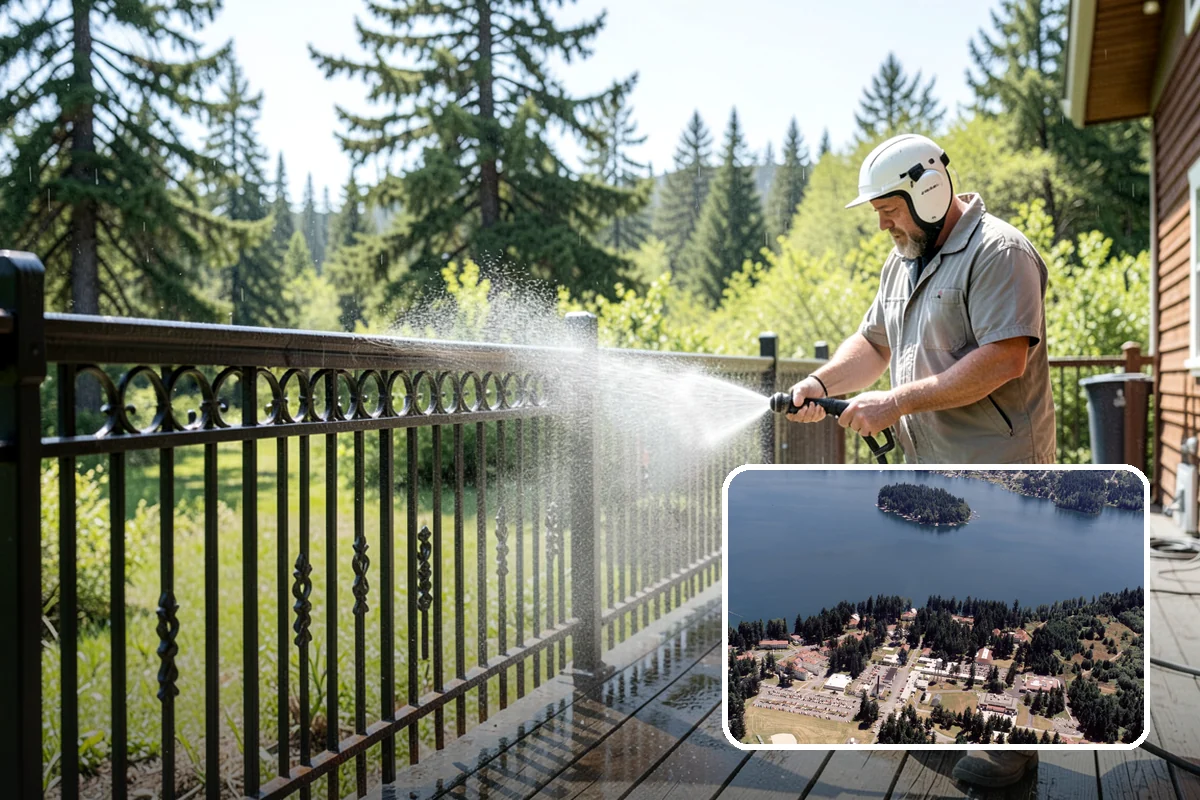 Downspout Cleaning in Lakewood, Pierce County, WA - Clears interior clogs of packed needles and grit