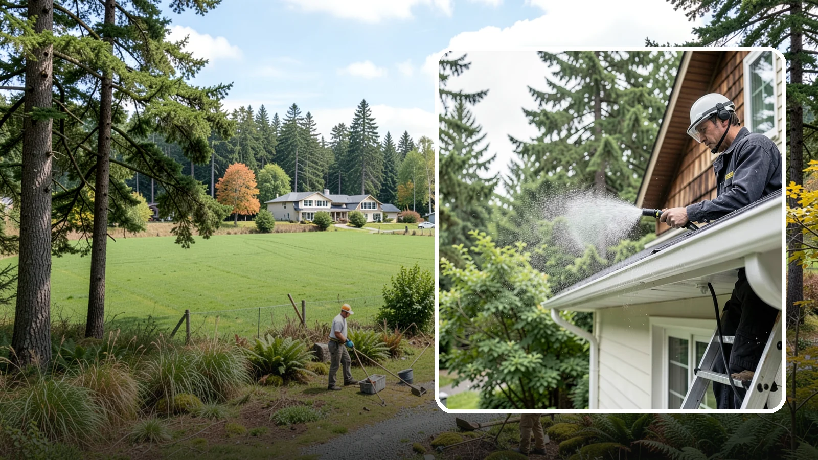 Downspout Cleaning in Lyman, Skagit County, WA - Cleaning of downspout exteriors and interiors so the channels that carry our heavy rain stay clear and presentable.