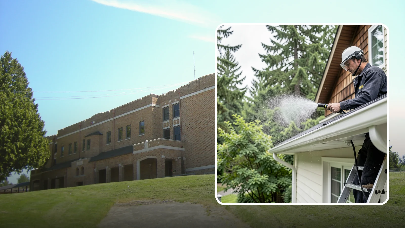 Downspout Cleaning in Maple Valley, King County, WA - Cleaning of downspout exteriors and interiors so the channels that carry our heavy rain stay clear and presentable.