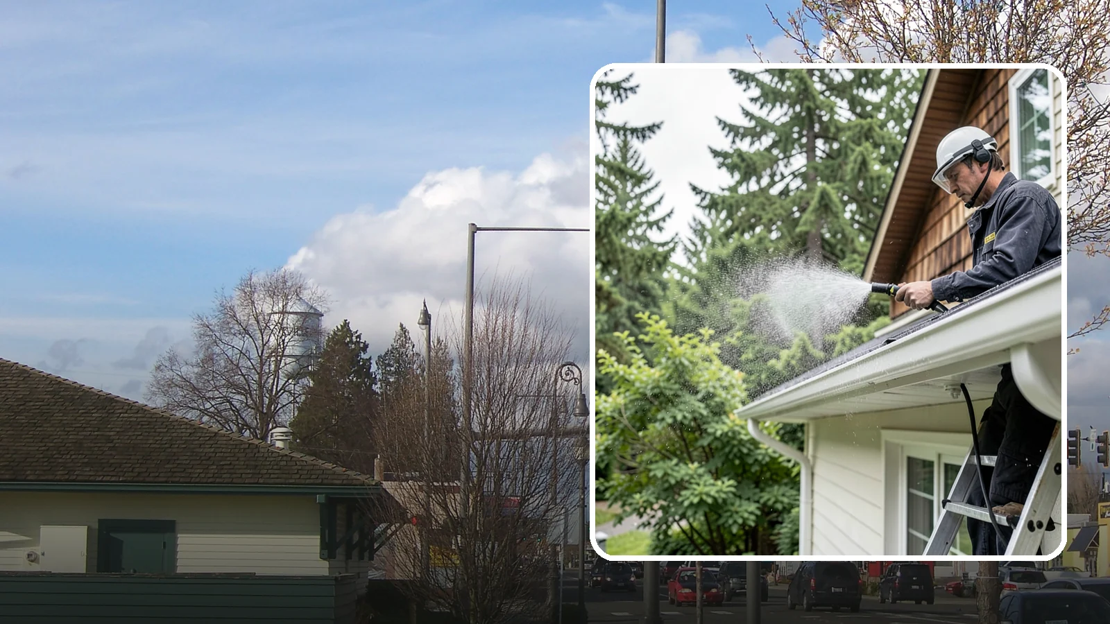 Downspout Cleaning in Marysville, Snohomish County, WA - Cleaning of downspout exteriors and interiors so the channels that carry our heavy rain stay clear and presentable.