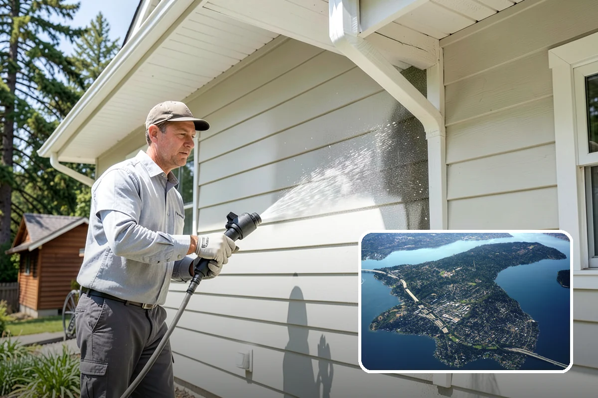 Downspout Cleaning in Mercer Island, King County, WA - Clears interior clogs of packed needles and grit