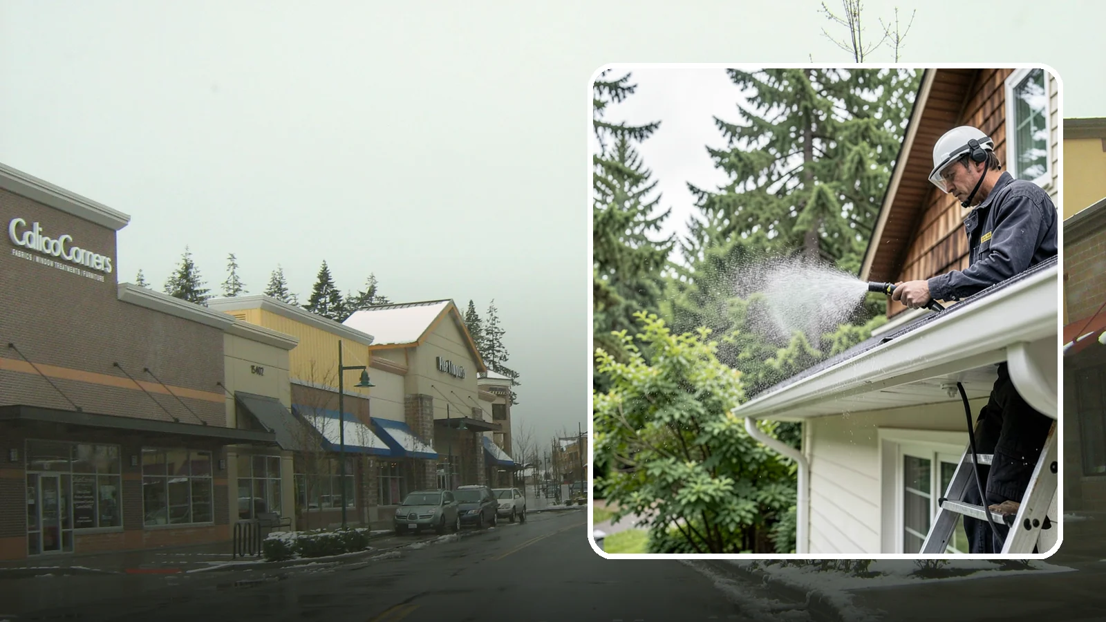Downspout Cleaning in Mill Creek, Snohomish County, WA - Cleaning of downspout exteriors and interiors so the channels that carry our heavy rain stay clear and presentable.