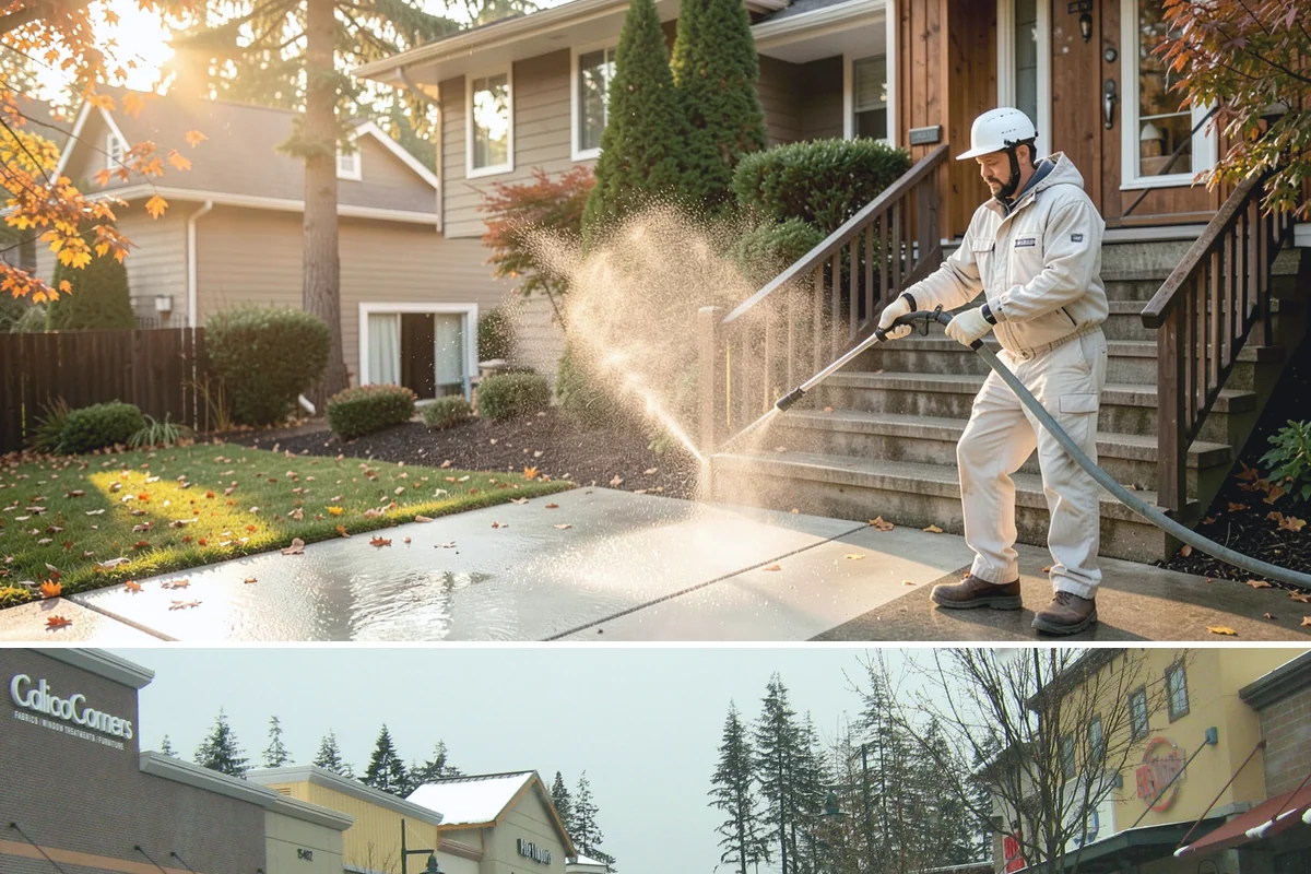 Downspout Cleaning in Mill Creek, Snohomish County, WA - Clean downspouts in fall after leaf drop so they carry winter's heavy rain without backing up.