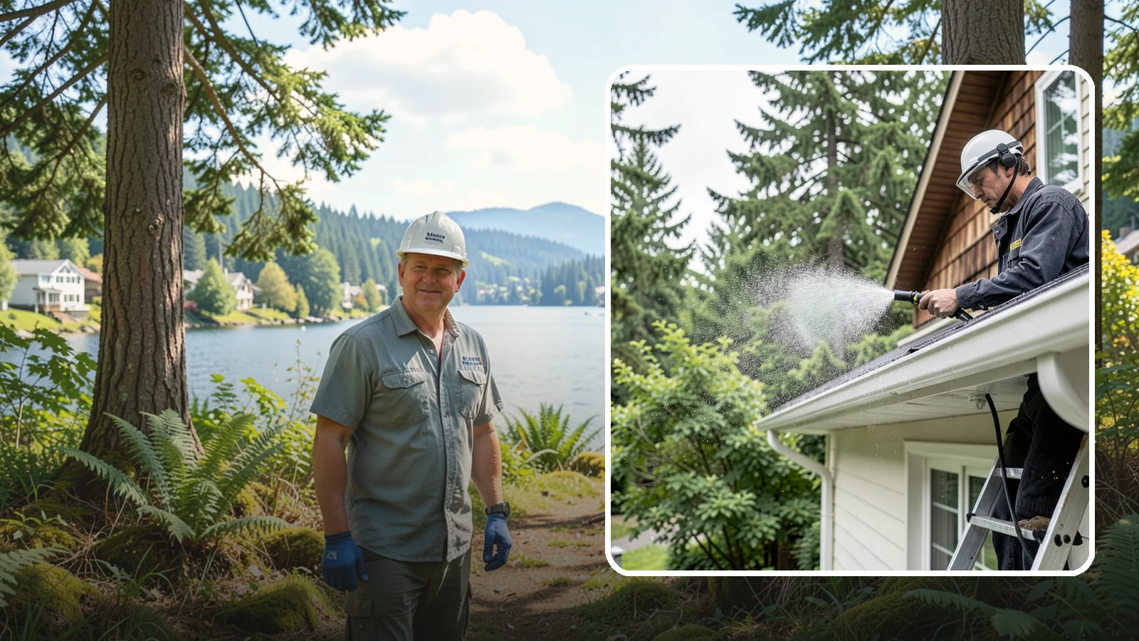 Downspout Cleaning in Milton, King County, WA - Cleaning of downspout exteriors and interiors so the channels that carry our heavy rain stay clear and presentable.