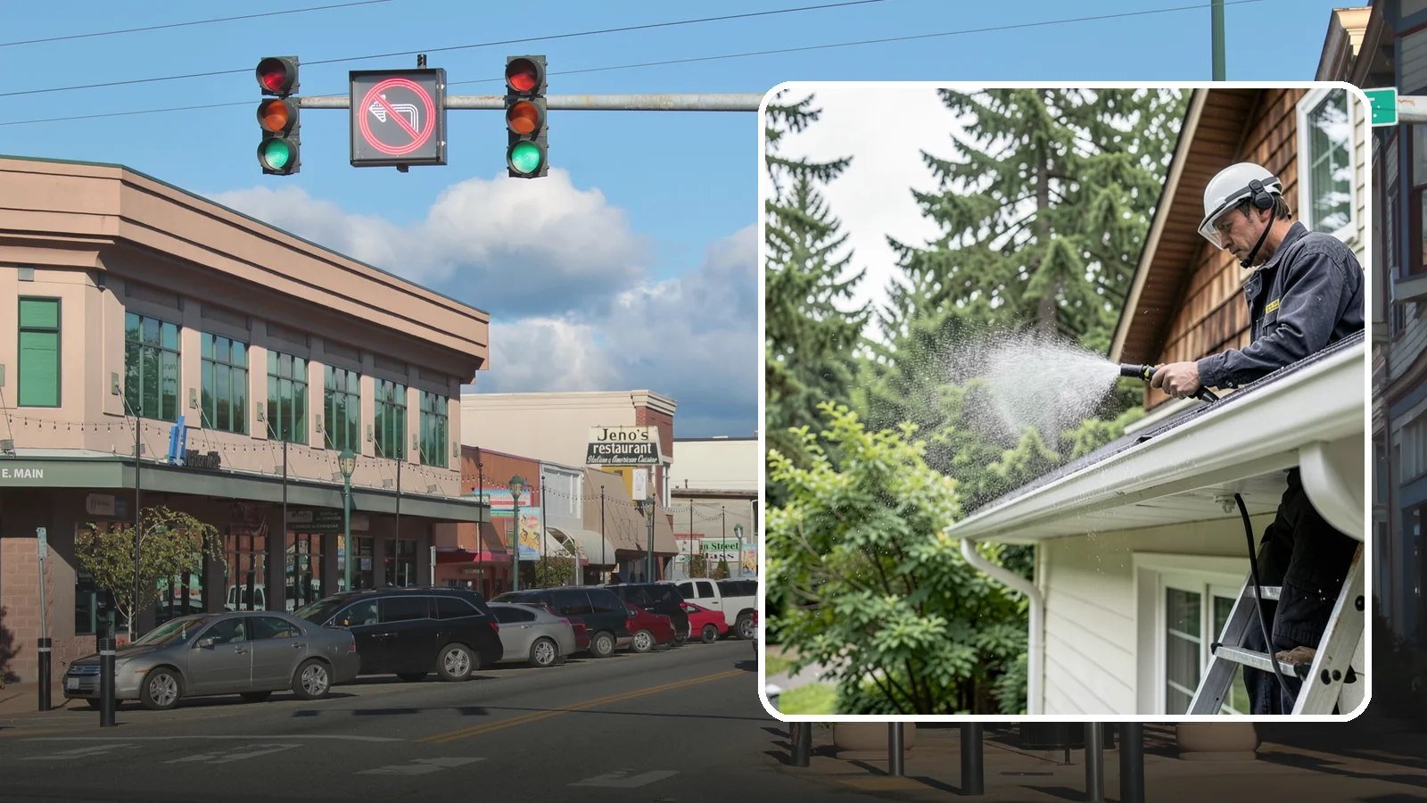 Downspout Cleaning in Monroe, Snohomish County, WA - Cleaning of downspout exteriors and interiors so the channels that carry our heavy rain stay clear and presentable.