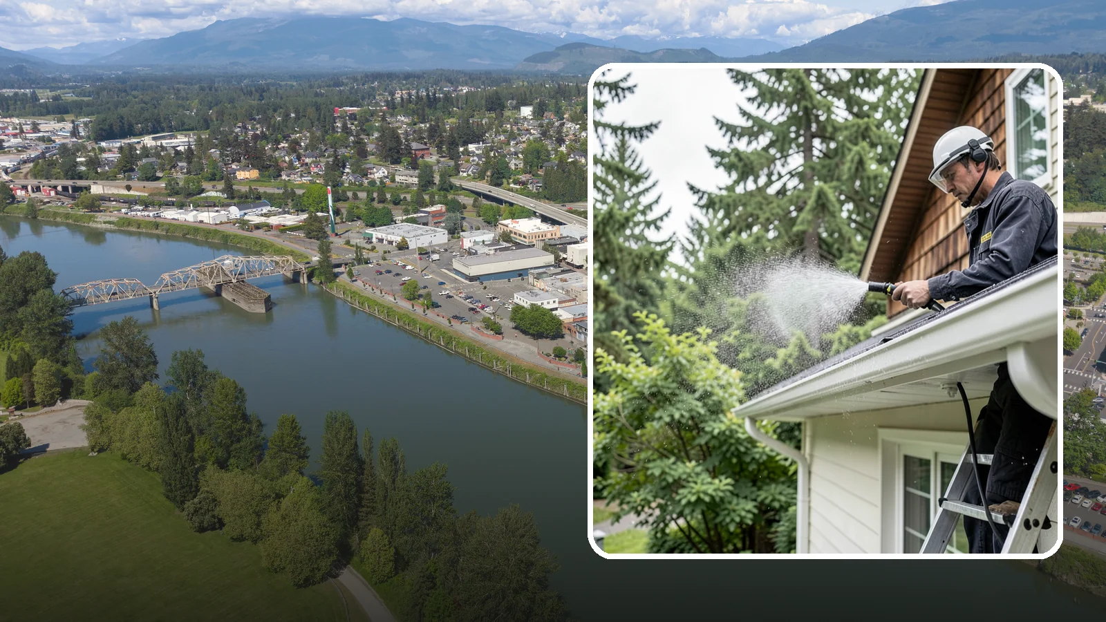Downspout Cleaning in Mount Vernon, Skagit County, WA - Cleaning of downspout exteriors and interiors so the channels that carry our heavy rain stay clear and presentable.