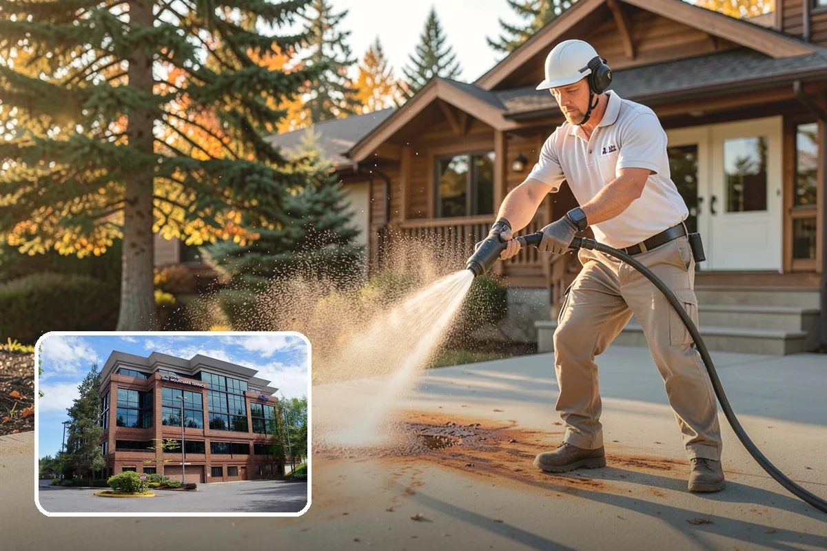 Downspout Cleaning in Mountlake Terrace, Snohomish County, WA - Clears interior clogs of packed needles and grit
