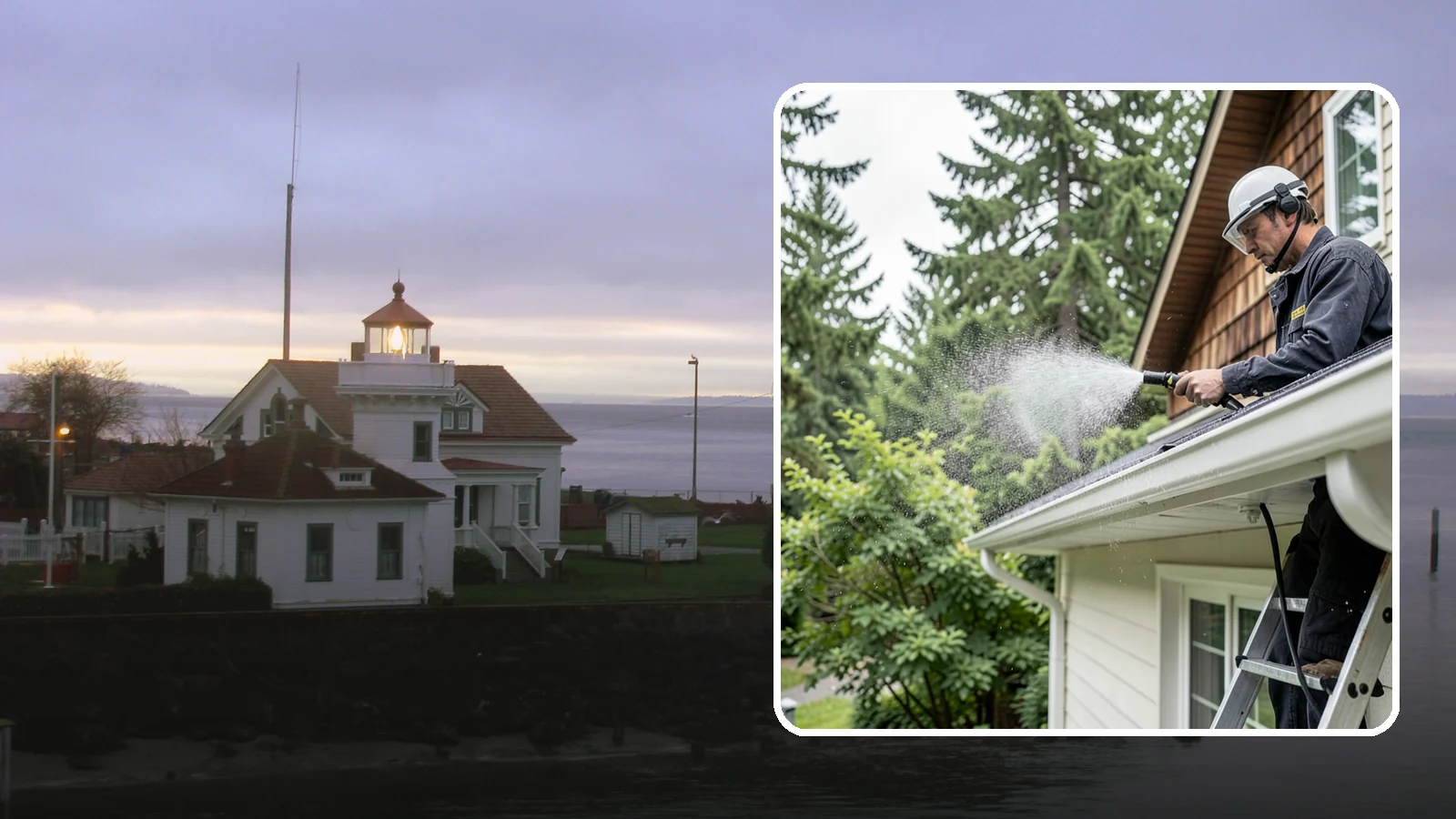 Downspout Cleaning in Mukilteo, Snohomish County, WA - Cleaning of downspout exteriors and interiors so the channels that carry our heavy rain stay clear and presentable.