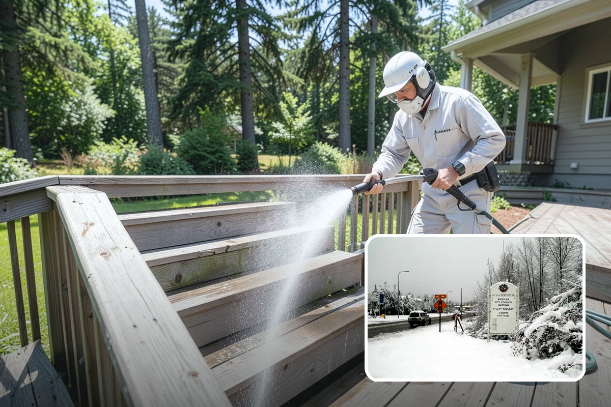 Downspout Cleaning in Newcastle, King County, WA - Clears interior clogs of packed needles and grit