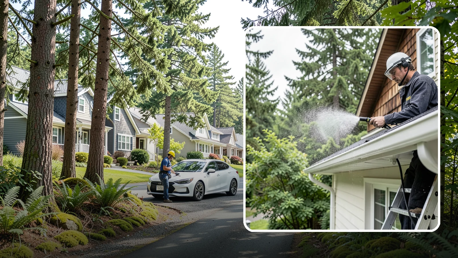 Downspout Cleaning in Normandy Park, King County, WA - Cleaning of downspout exteriors and interiors so the channels that carry our heavy rain stay clear and presentable.