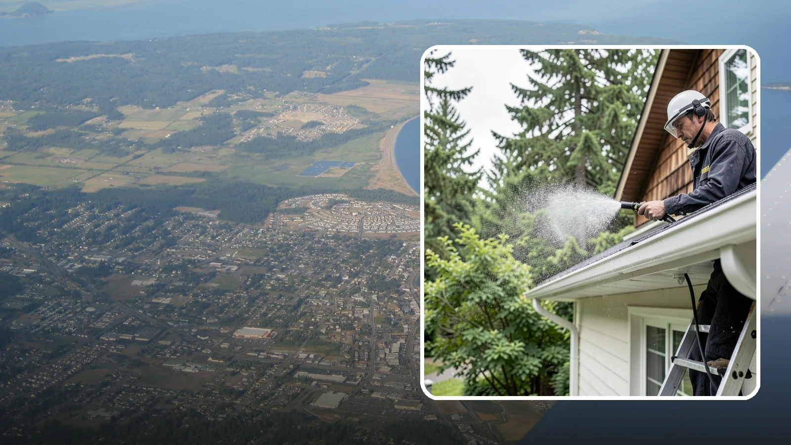 Downspout Cleaning in Oak Harbor, Island County, WA - Cleaning of downspout exteriors and interiors so the channels that carry our heavy rain stay clear and presentable.