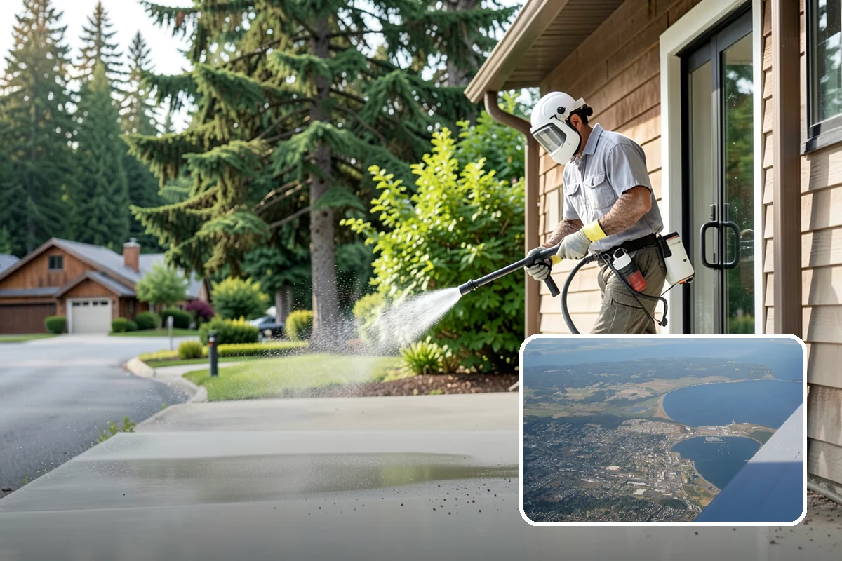 Downspout Cleaning in Oak Harbor, Island County, WA - Clears interior clogs of packed needles and grit