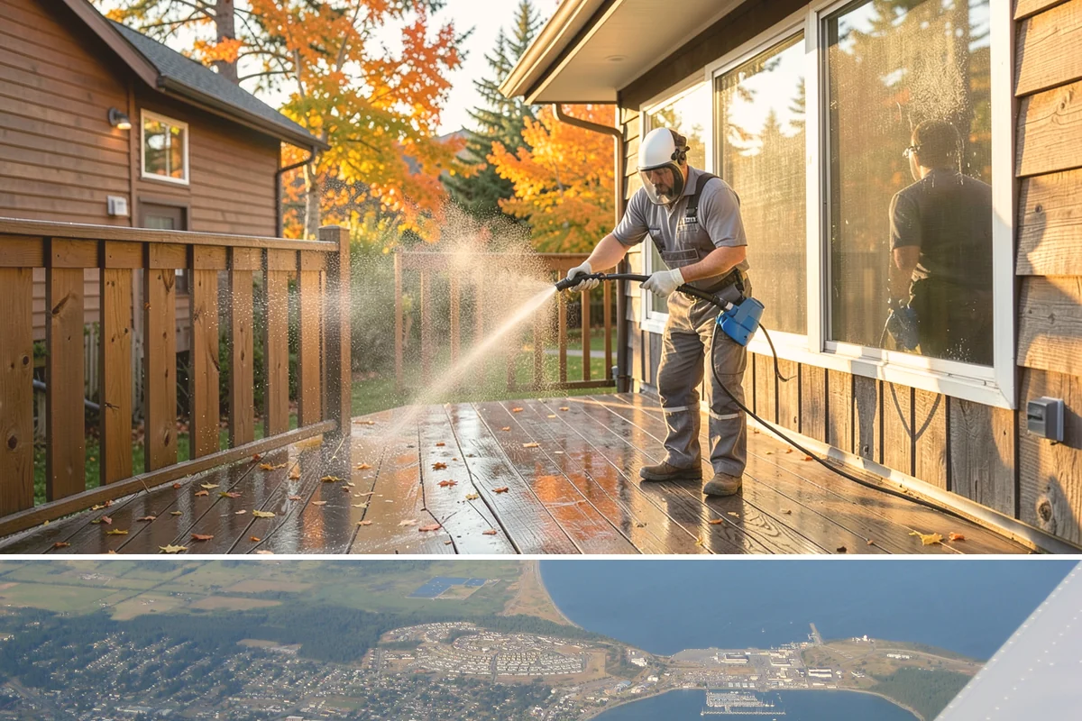 Downspout Cleaning in Oak Harbor, Island County, WA - Clean downspouts in fall after leaf drop so they carry winter's heavy rain without backing up.