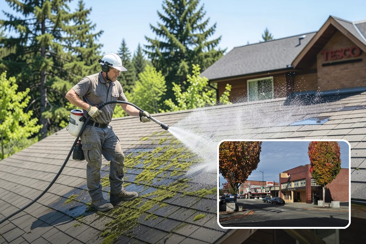 Downspout Cleaning in Puyallup, Pierce County, WA - Clears interior clogs of packed needles and grit