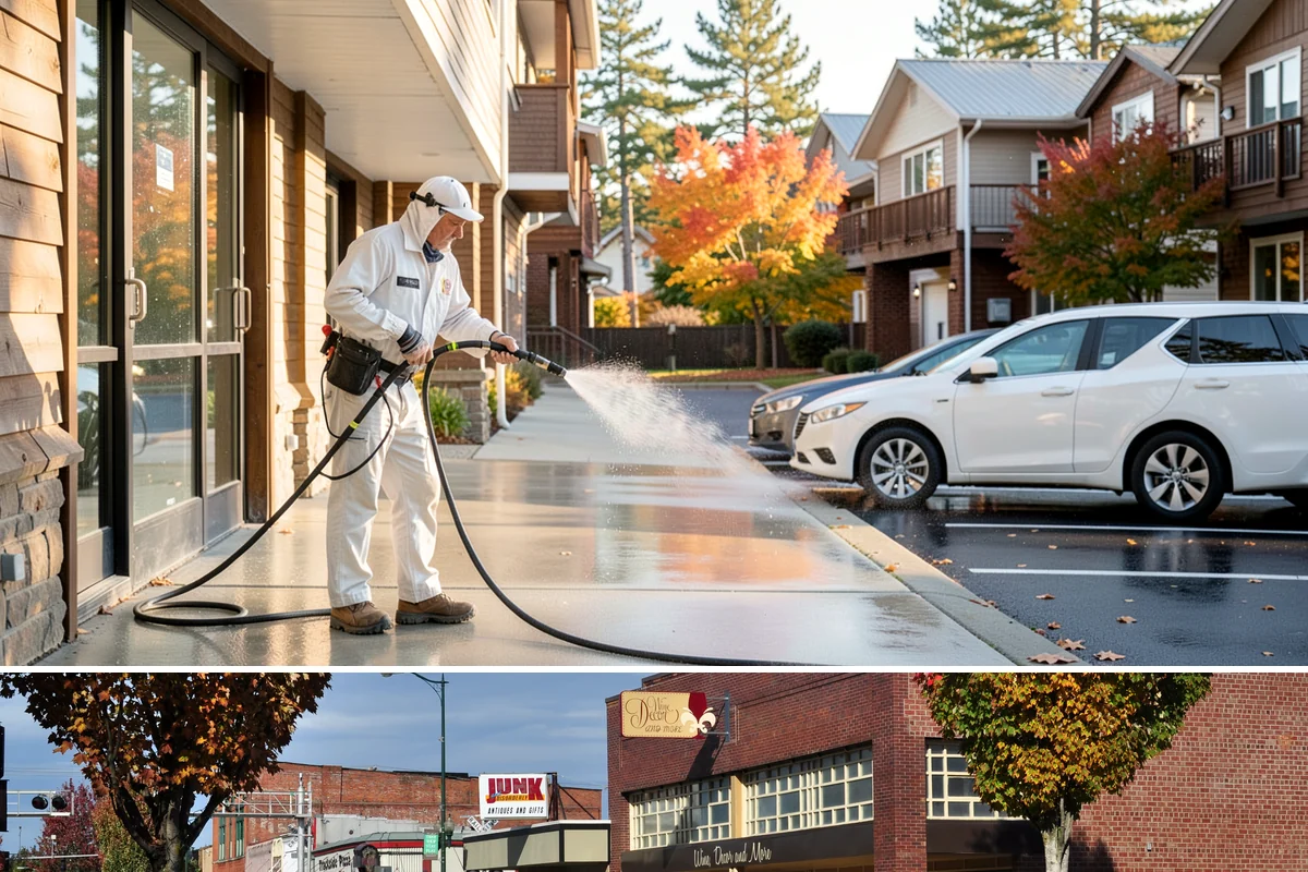 Downspout Cleaning in Puyallup, Pierce County, WA - Clean downspouts in fall after leaf drop so they carry winter's heavy rain without backing up.