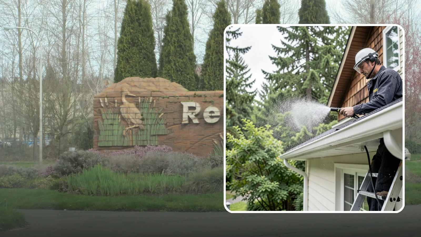 Downspout Cleaning in Renton, King County, WA - Cleaning of downspout exteriors and interiors so the channels that carry our heavy rain stay clear and presentable.
