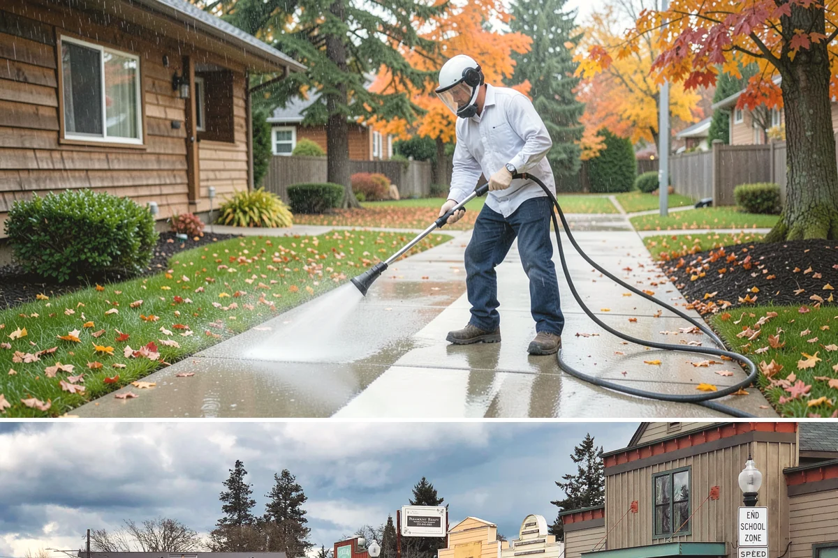 Downspout Cleaning in Roy, Pierce County, WA - Clean downspouts in fall after leaf drop so they carry winter's heavy rain without backing up.