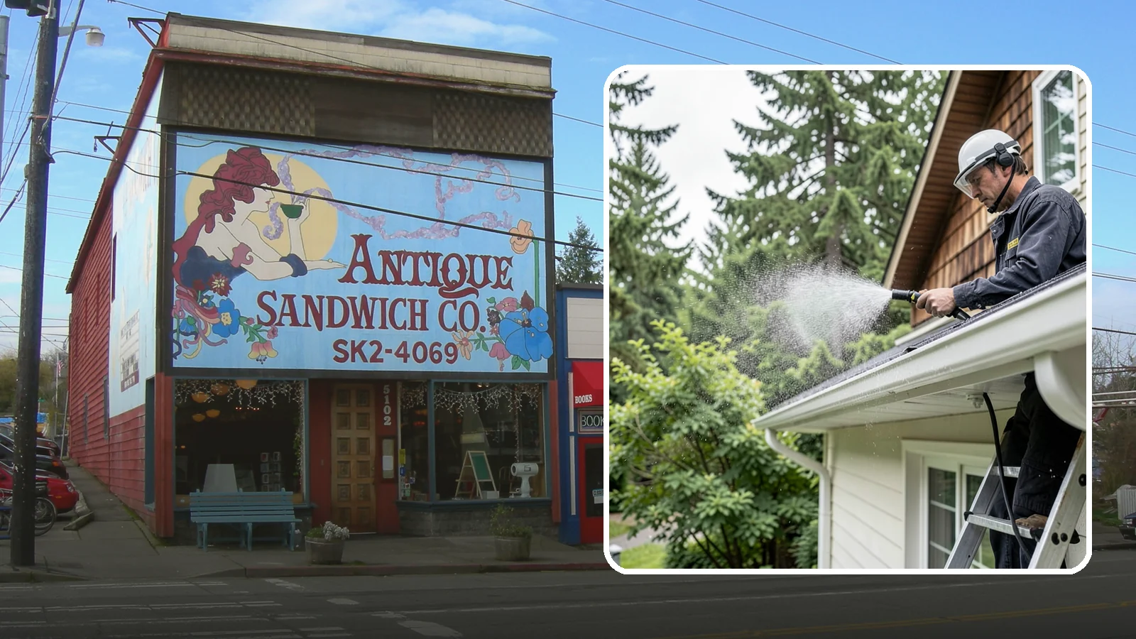 Downspout Cleaning in Ruston, Pierce County, WA - Cleaning of downspout exteriors and interiors so the channels that carry our heavy rain stay clear and presentable.