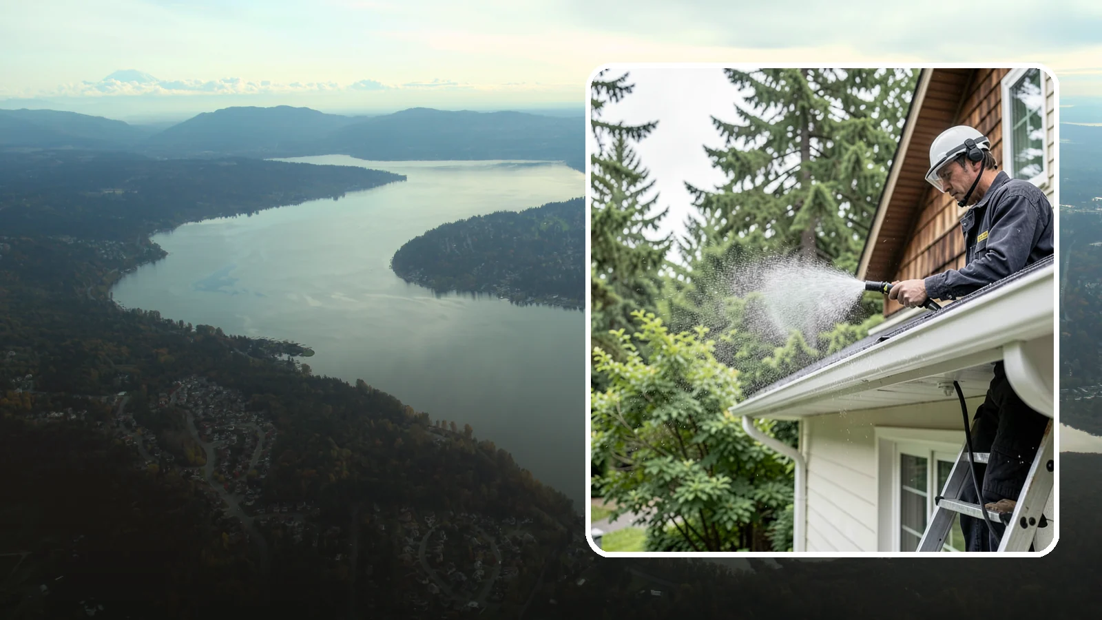 Downspout Cleaning in Sammamish, King County, WA - Cleaning of downspout exteriors and interiors so the channels that carry our heavy rain stay clear and presentable.