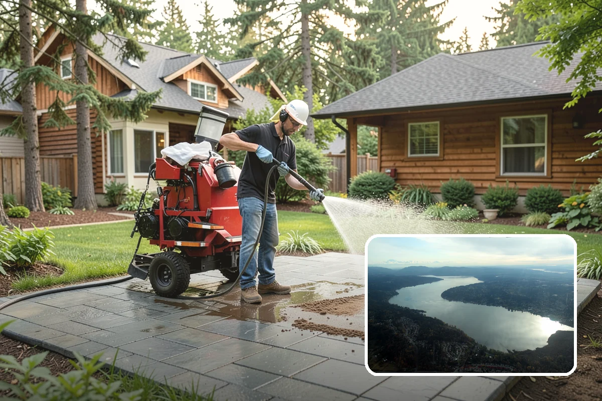 Downspout Cleaning in Sammamish, King County, WA - Clears interior clogs of packed needles and grit