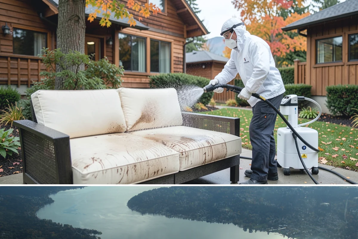 Downspout Cleaning in Sammamish, King County, WA - Clean downspouts in fall after leaf drop so they carry winter's heavy rain without backing up.