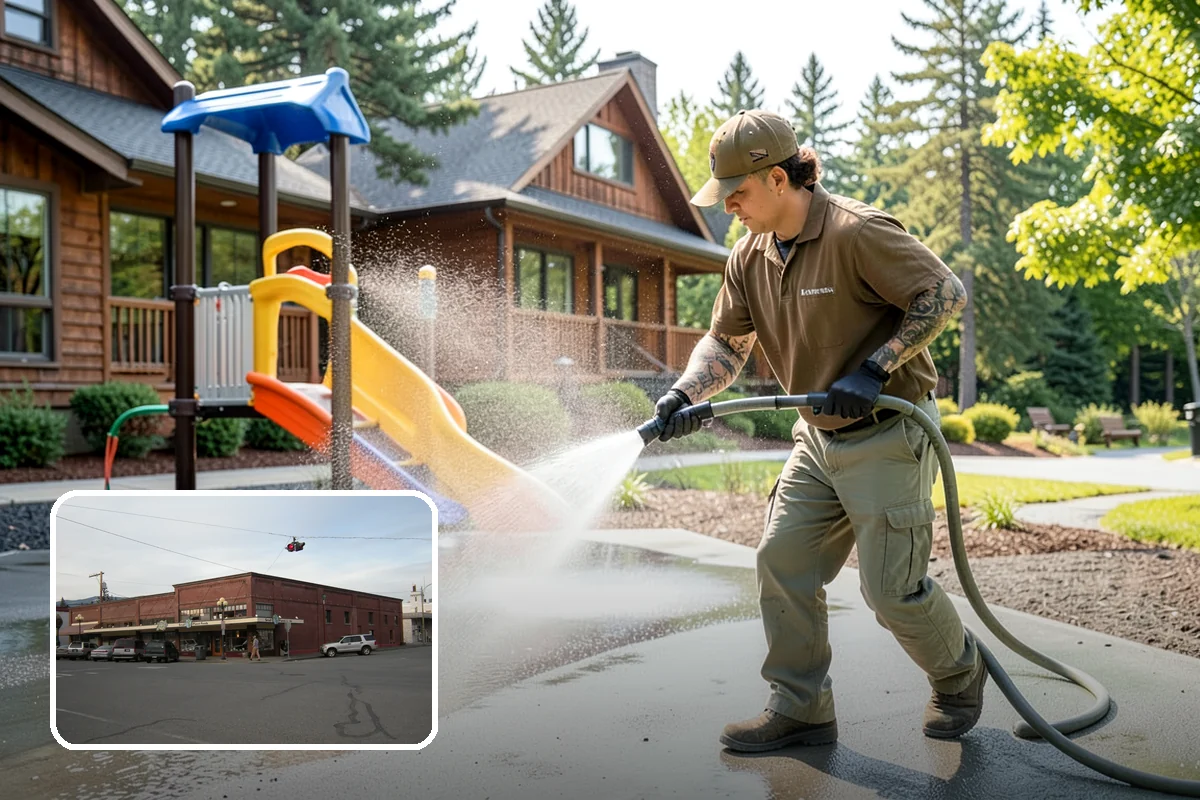 Downspout Cleaning in Sedro-Woolley, Skagit County, WA - Clears interior clogs of packed needles and grit