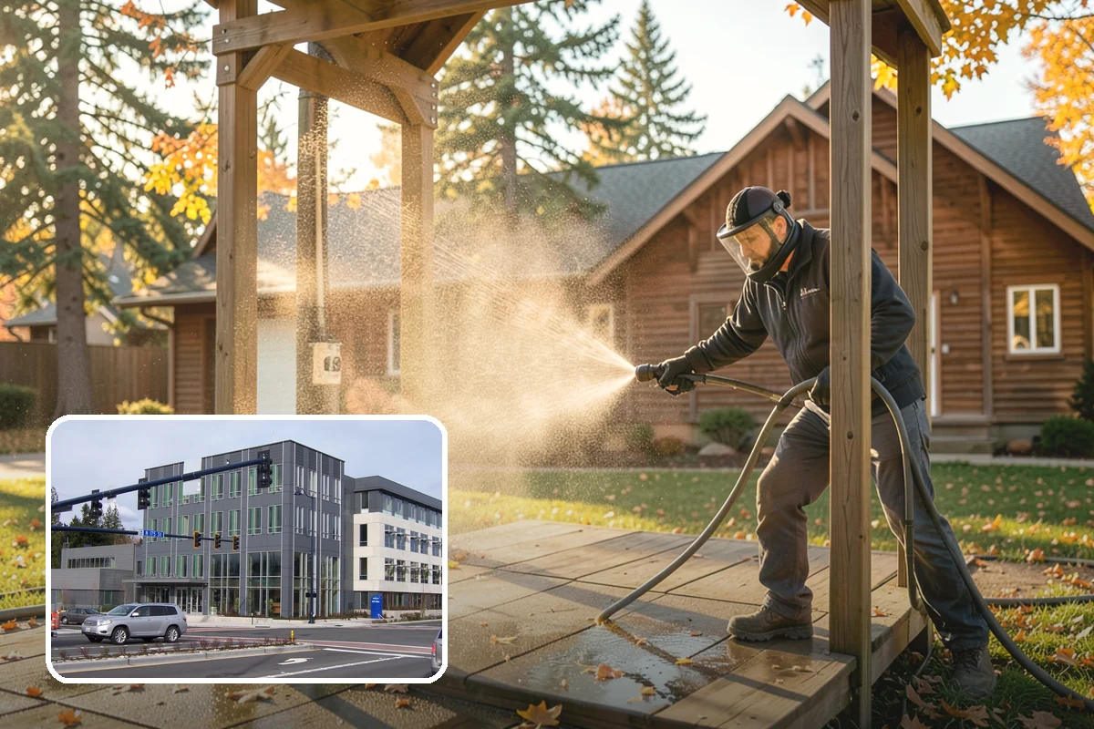 Downspout Cleaning in Shoreline, King County, WA - Clears interior clogs of packed needles and grit