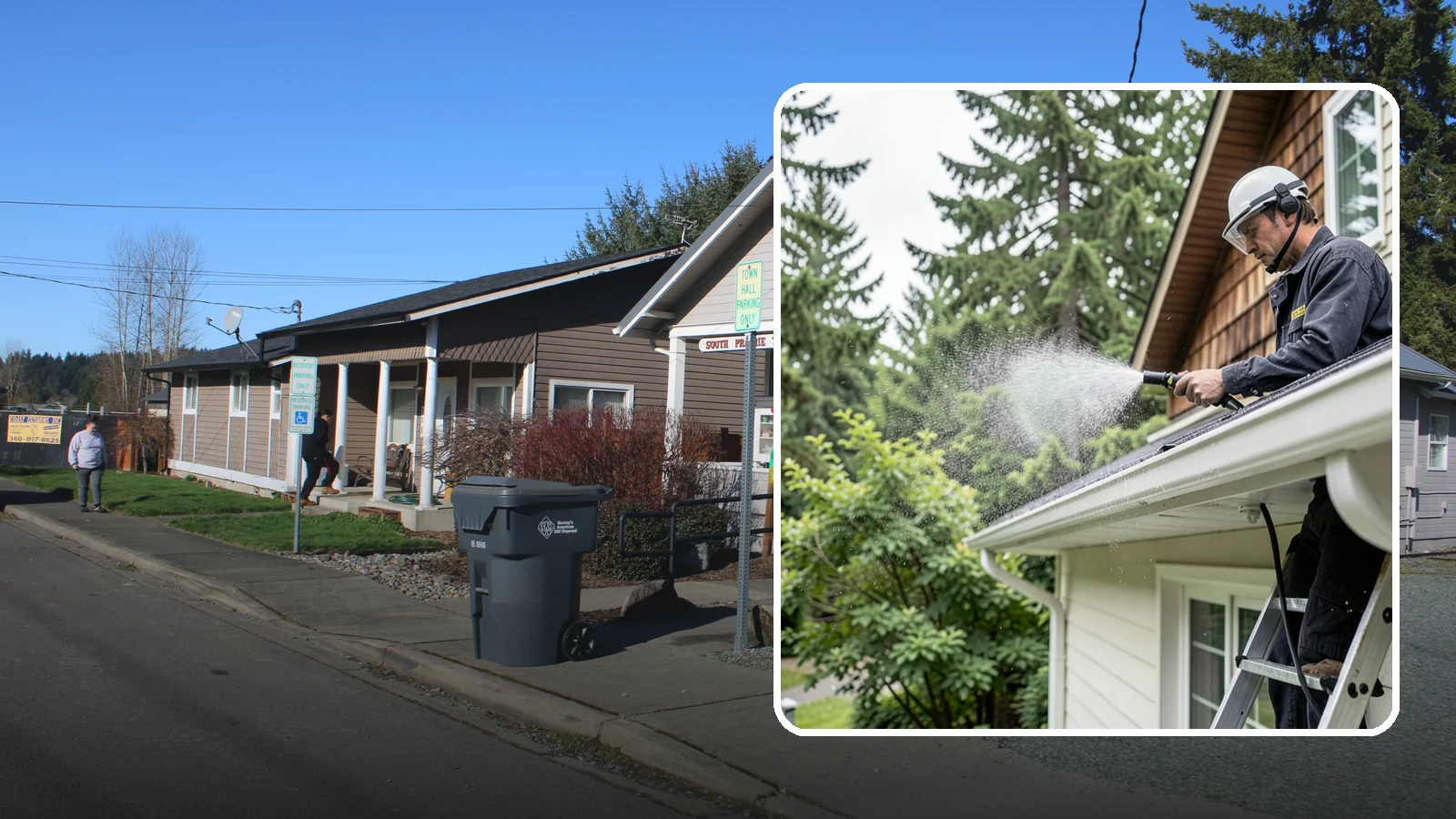 Downspout Cleaning in South Prairie, Pierce County, WA - Cleaning of downspout exteriors and interiors so the channels that carry our heavy rain stay clear and presentable.