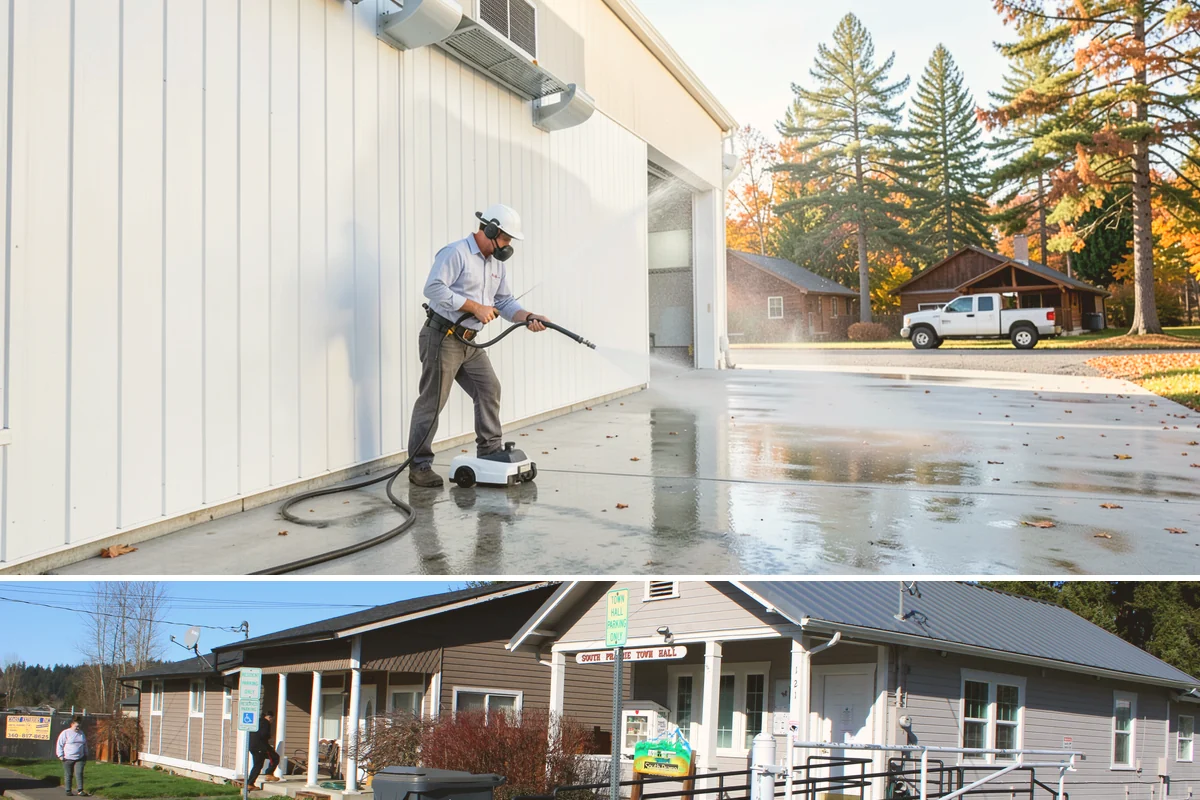 Downspout Cleaning in South Prairie, Pierce County, WA - Clean downspouts in fall after leaf drop so they carry winter's heavy rain without backing up.