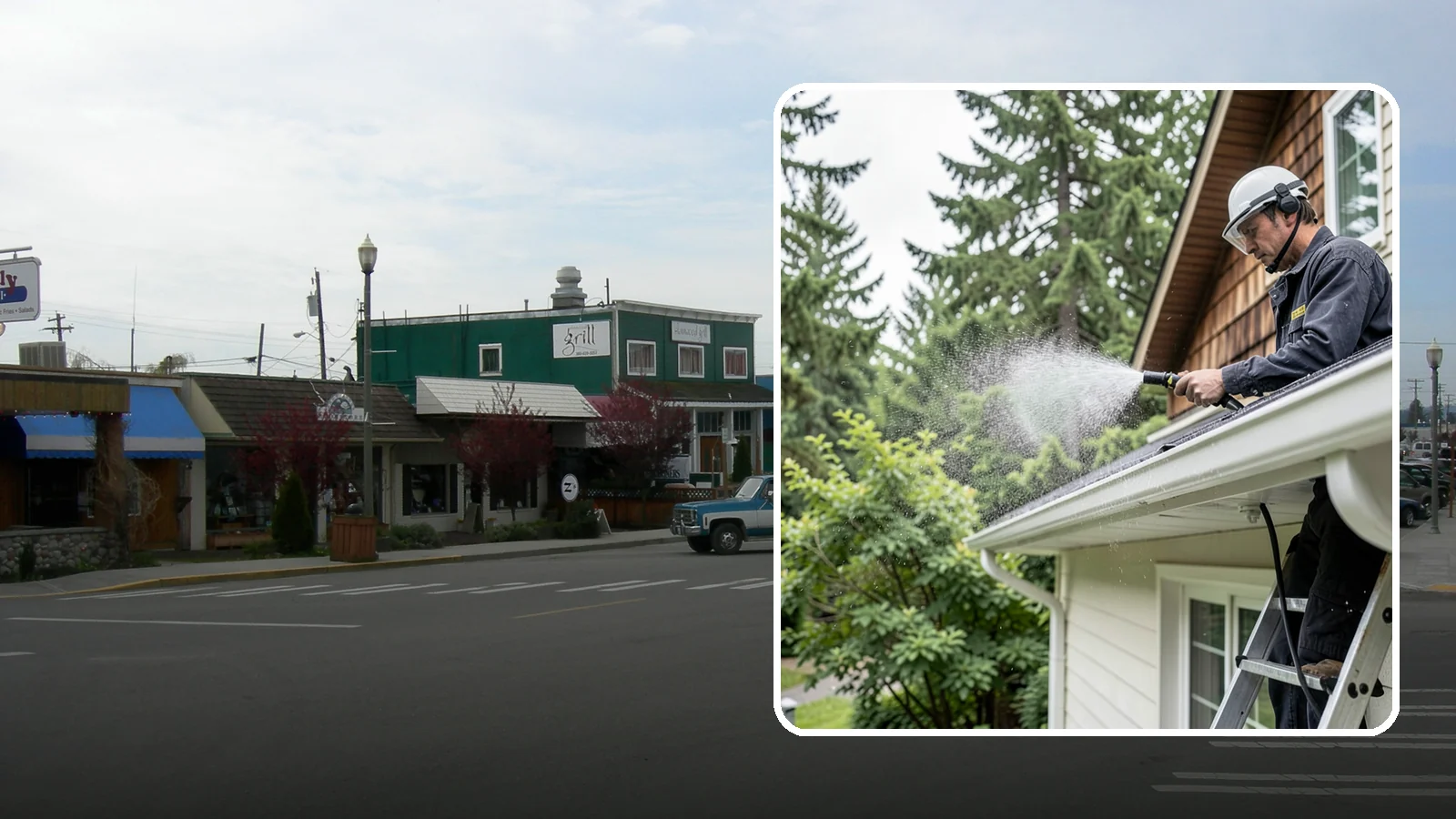 Downspout Cleaning in Stanwood, Snohomish County, WA - Cleaning of downspout exteriors and interiors so the channels that carry our heavy rain stay clear and presentable.