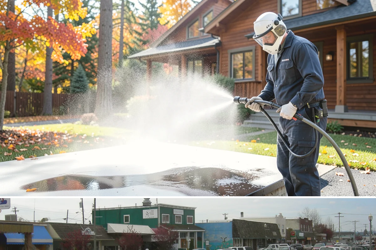 Downspout Cleaning in Stanwood, Snohomish County, WA - Clean downspouts in fall after leaf drop so they carry winter's heavy rain without backing up.