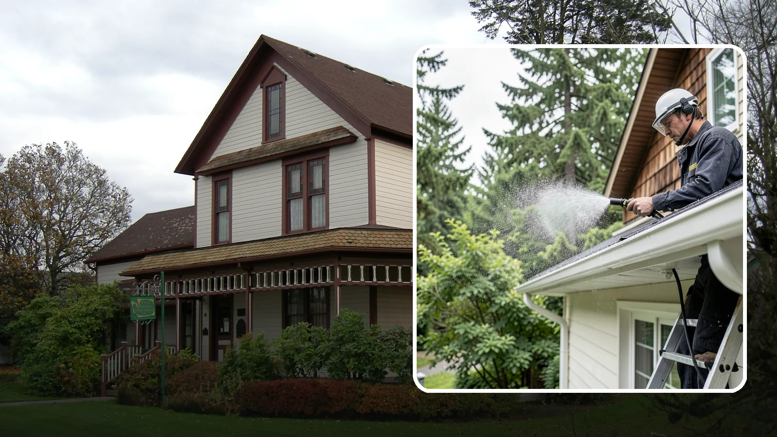 Downspout Cleaning in Sumner, Pierce County, WA - Cleaning of downspout exteriors and interiors so the channels that carry our heavy rain stay clear and presentable.