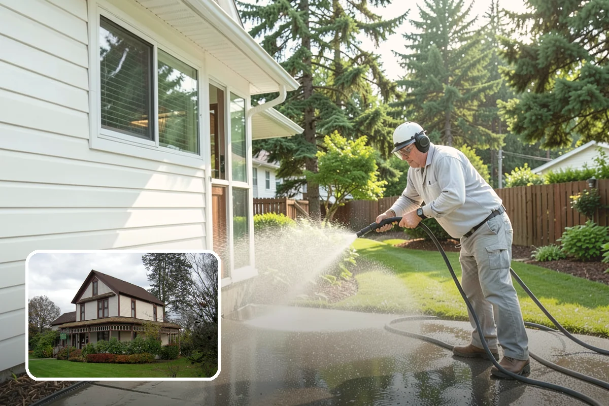 Downspout Cleaning in Sumner, Pierce County, WA - Clears interior clogs of packed needles and grit