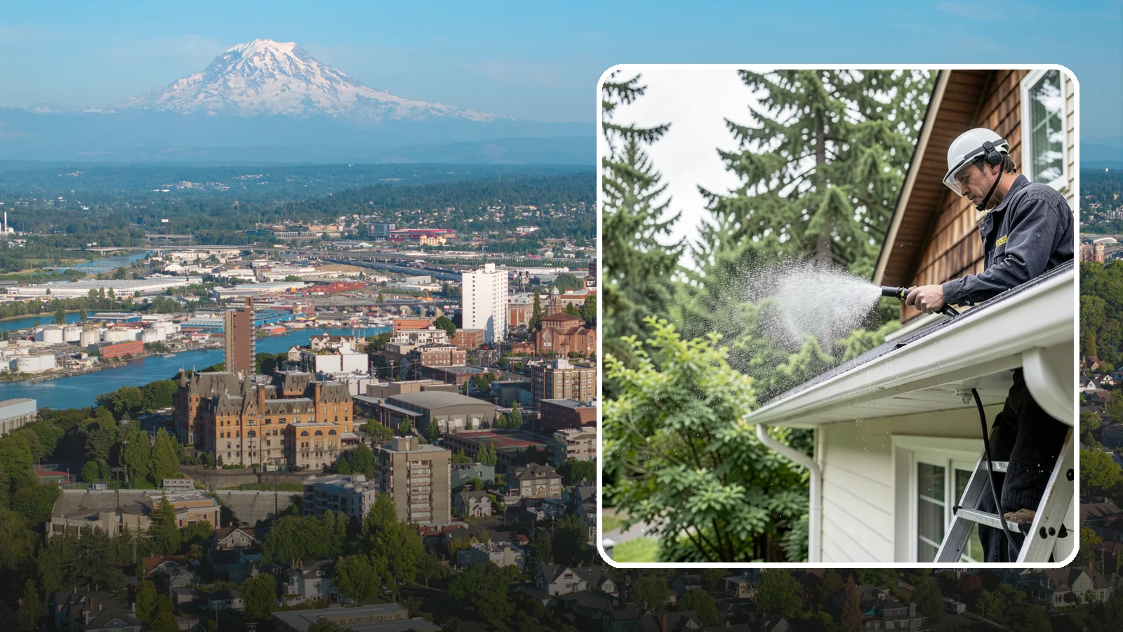 Downspout Cleaning in Tacoma, Pierce County, WA - Cleaning of downspout exteriors and interiors so the channels that carry our heavy rain stay clear and presentable.