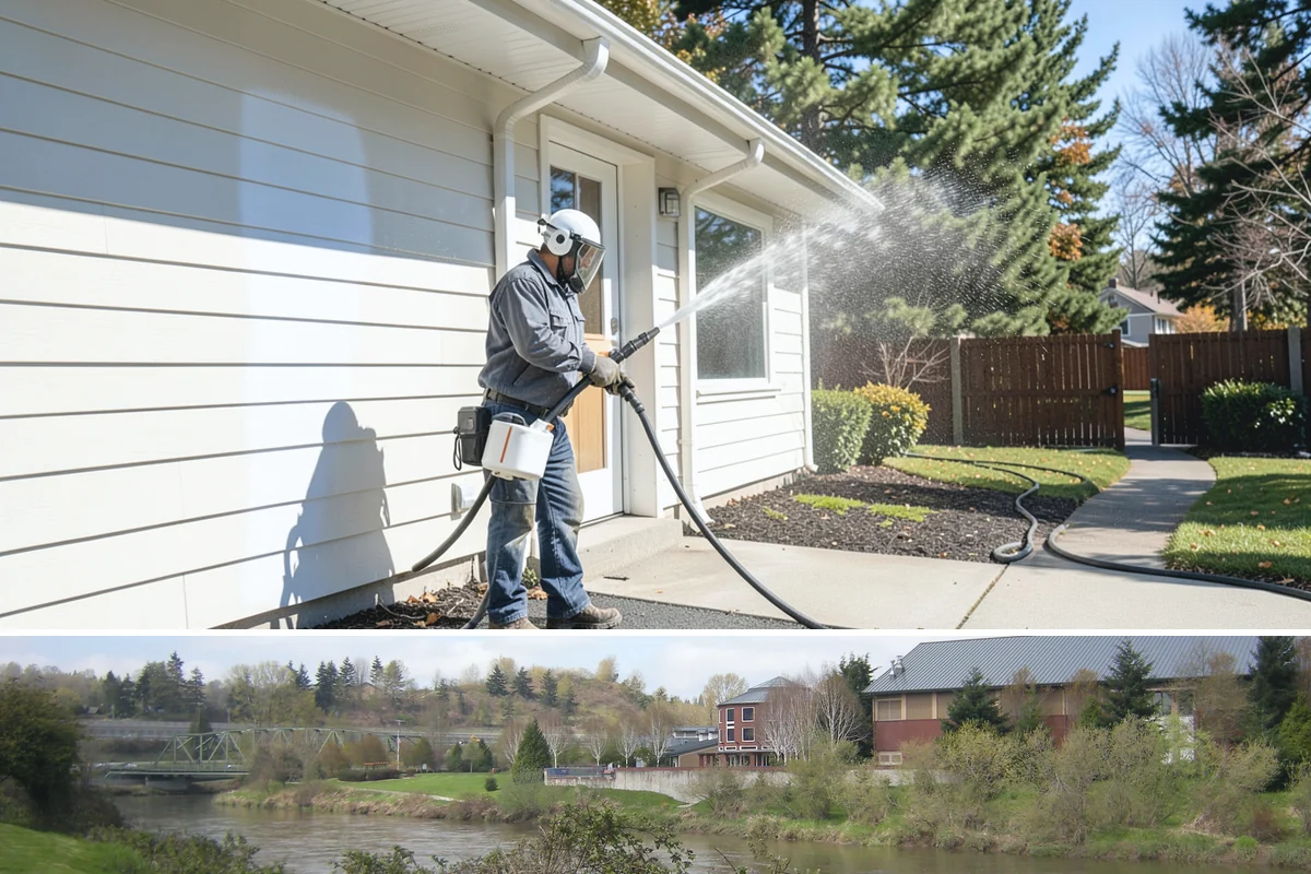 Downspout Cleaning in Tukwila, King County, WA - Clean downspouts in fall after leaf drop so they carry winter's heavy rain without backing up.