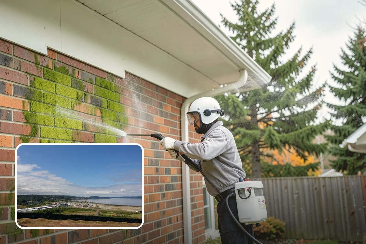 Downspout Cleaning in University Place, Pierce County, WA - Clears interior clogs of packed needles and grit